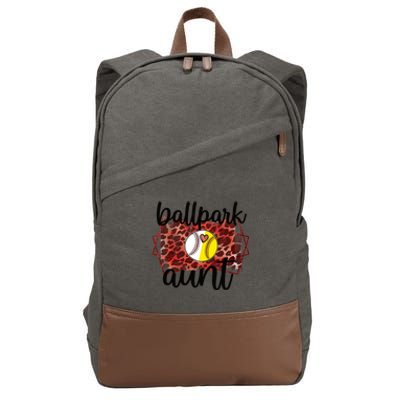 Ballpark Aunt Proud Baseball Softball Player Auntie Gift Cotton Canvas Backpack