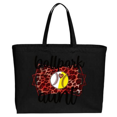 Ballpark Aunt Proud Baseball Softball Player Auntie Gift Cotton Canvas Jumbo Tote