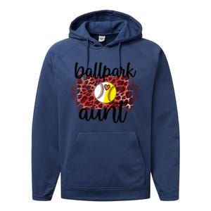 Ballpark Aunt Proud Baseball Softball Player Auntie Gift Performance Fleece Hoodie