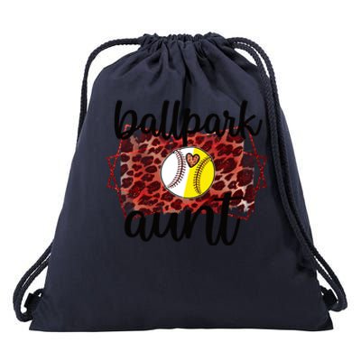 Ballpark Aunt Proud Baseball Softball Player Auntie Gift Drawstring Bag