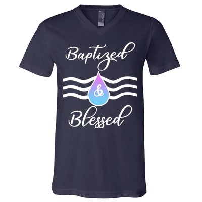 Baptized And Blessed  V-Neck T-Shirt
