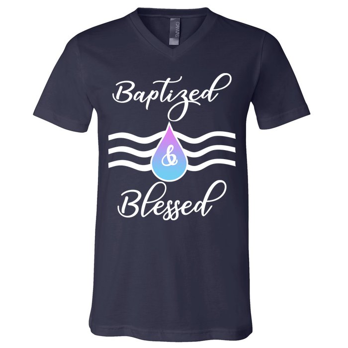 Baptized And Blessed  V-Neck T-Shirt