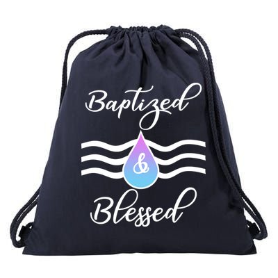 Baptized And Blessed  Drawstring Bag