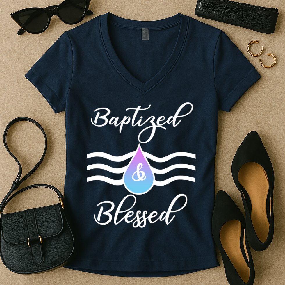 Baptized And Blessed  Women's V-Neck T-Shirt