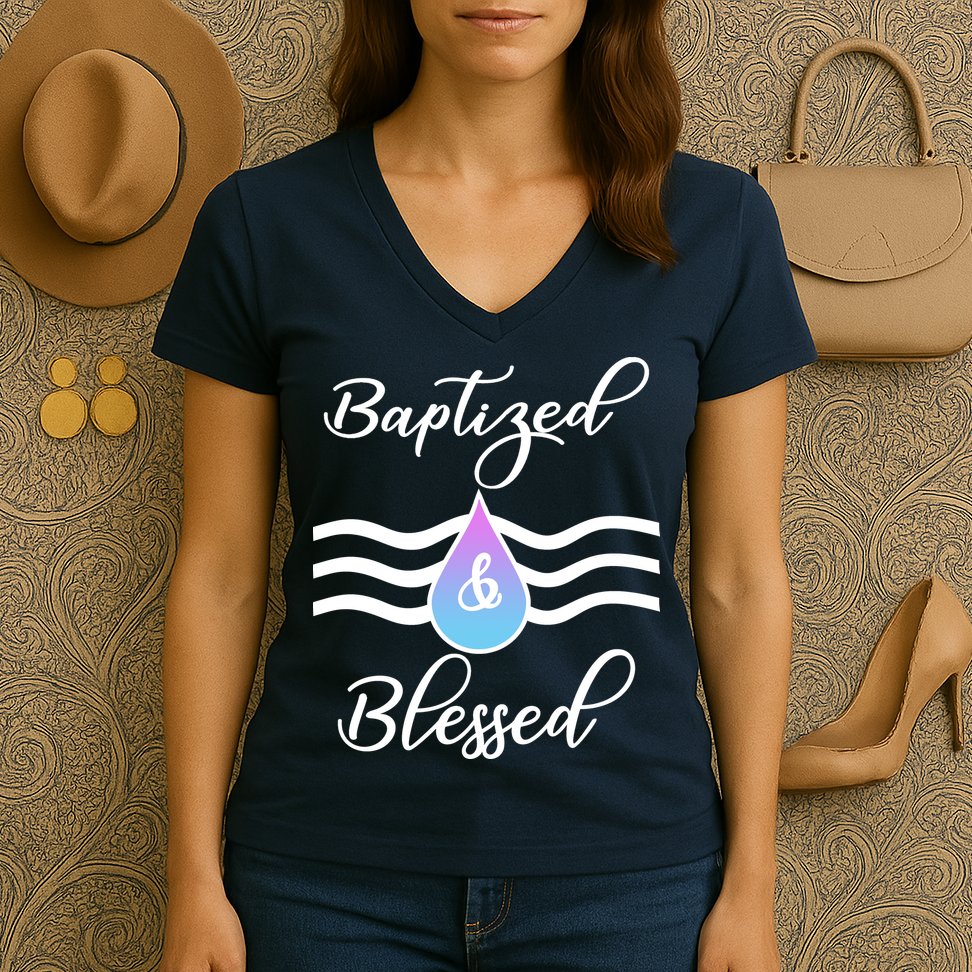 Baptized And Blessed  Women's V-Neck T-Shirt
