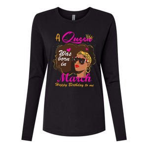 Birthday A Queen Was Born In March Black Wo Gifts Womens Cotton Relaxed Long Sleeve T-Shirt