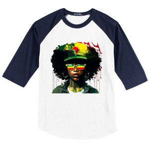 Black Afro Queen Melanin Dripping African Juneteenth Baseball Sleeve Shirt