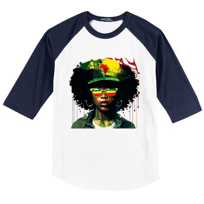 Black Afro Queen Melanin Dripping African Juneteenth Baseball Sleeve Shirt