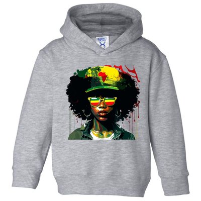 Black Afro Queen Melanin Dripping African Juneteenth Toddler Hoodie