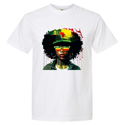 Black Afro Queen Melanin Dripping African Juneteenth Garment-Dyed Heavyweight T-Shirt