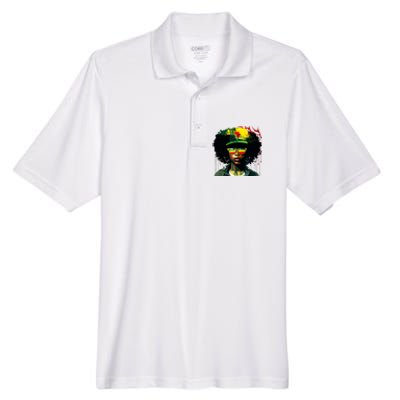 Black Afro Queen Melanin Dripping African Juneteenth Men's Origin Performance Piqué Polo