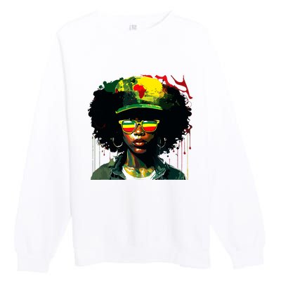 Black Afro Queen Melanin Dripping African Juneteenth Premium Crewneck Sweatshirt