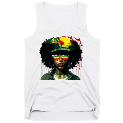 Black Afro Queen Melanin Dripping African Juneteenth Tank Top