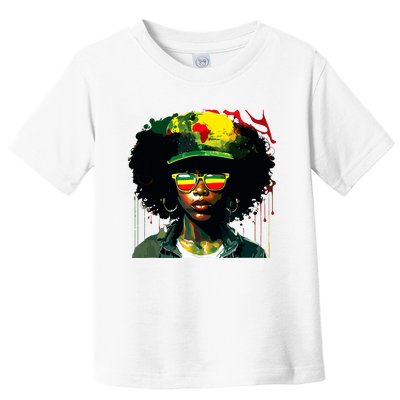 Black Afro Queen Melanin Dripping African Juneteenth Toddler T-Shirt