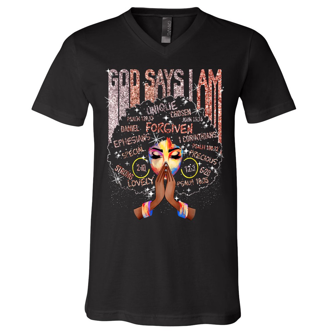 Black Afro Queen Melanin Dripping African Womens Juneteenth V-Neck T-Shirt