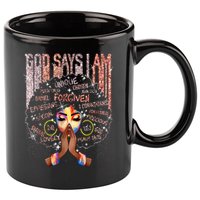 Black Afro Queen Melanin Dripping African Womens Juneteenth 11oz C Handle Ceramic Mug