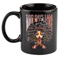 Black Afro Queen Melanin Dripping African Womens Juneteenth 11oz C Handle Ceramic Mug