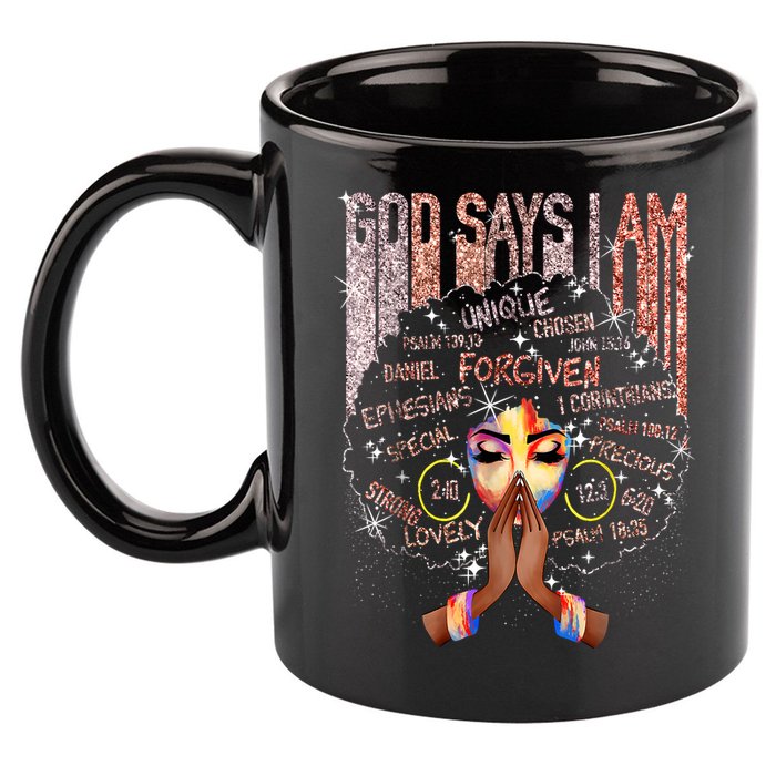 Black Afro Queen Melanin Dripping African Womens Juneteenth 11oz C Handle Ceramic Mug