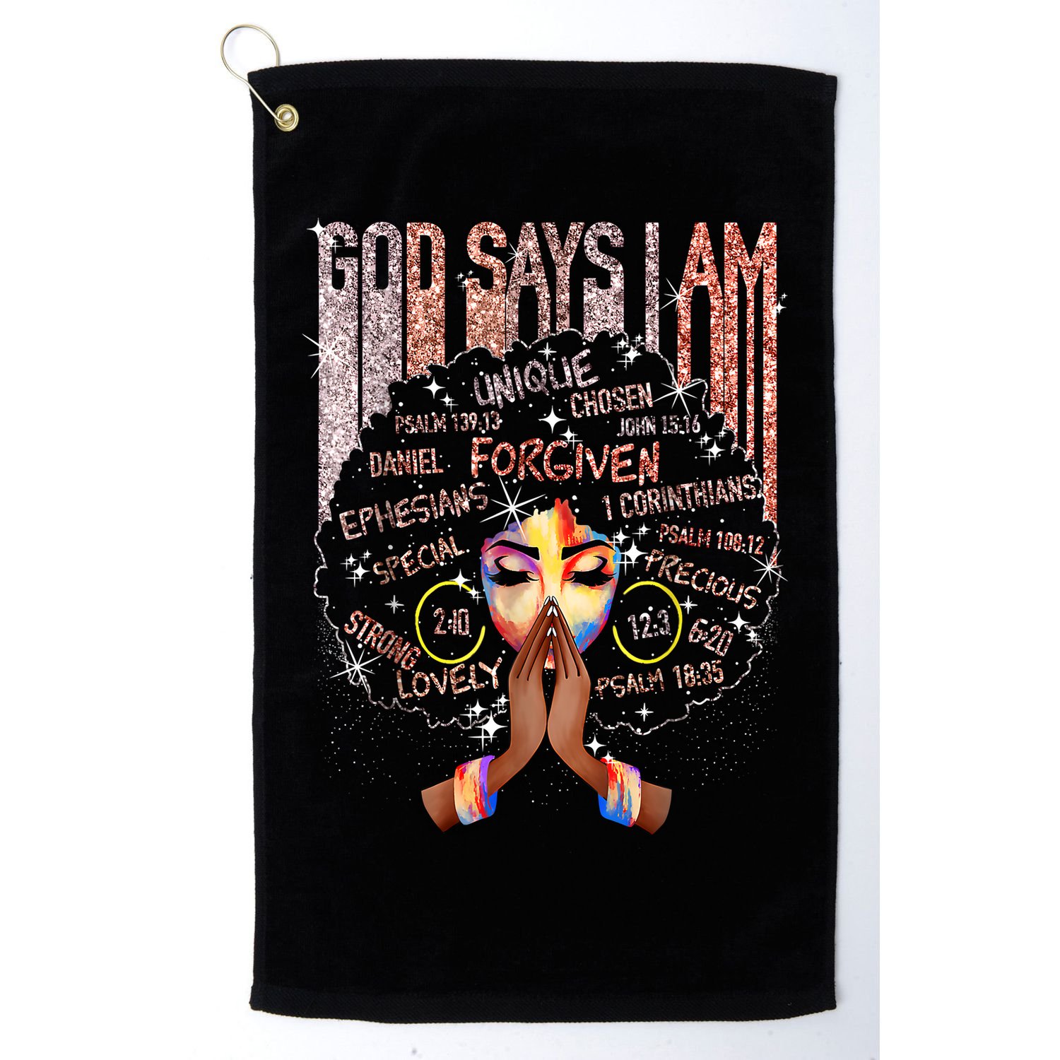 Black Afro Queen Melanin Dripping African Womens Juneteenth Golf Towel