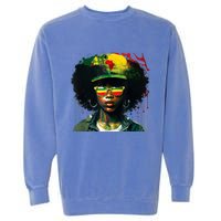 Black Afro Queen Melanin Dripping African Womens Juneteenth Garment-Dyed Sweatshirt