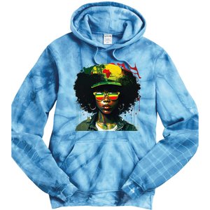 Black Afro Queen Melanin Dripping African Womens Juneteenth Tie Dye Hoodie