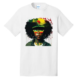 Black Afro Queen Melanin Dripping African Womens Juneteenth Tall T-Shirt