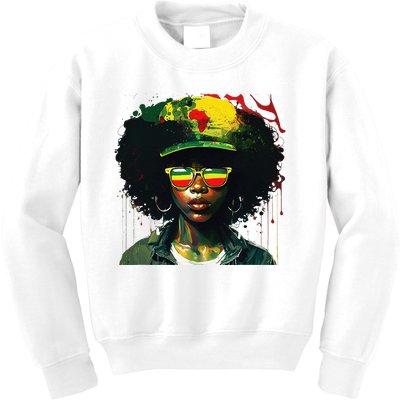 Black Afro Queen Melanin Dripping African Womens Juneteenth Kids Sweatshirt