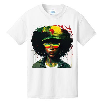 Black Afro Queen Melanin Dripping African Womens Juneteenth Kids T-Shirt