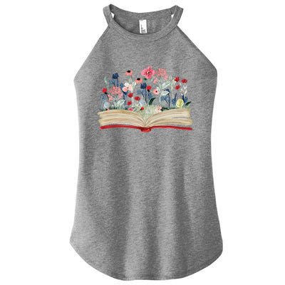 Bookworm Avid Reader Flowers Literature Meaningful Gift Book Reading Cool Gift Women’s Perfect Tri Rocker Tank