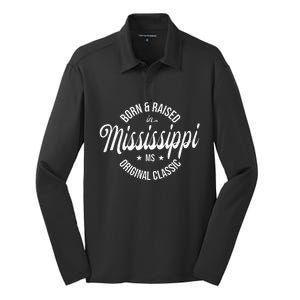 Born And Raised In Mississippi Silk Touch Performance Long Sleeve Polo