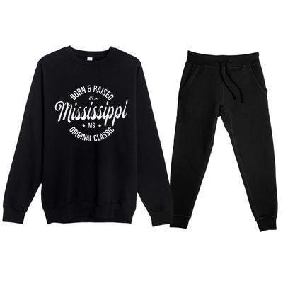 Born And Raised In Mississippi Premium Crewneck Sweatsuit Set