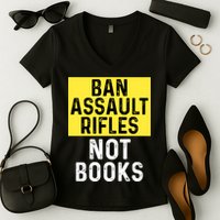 Ban Assault Rifles Not Books Women's V-Neck T-Shirt