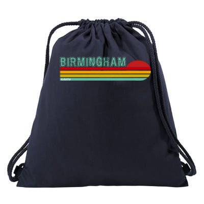 Birmingham Alabama Retro Sunset Drawstring Bag