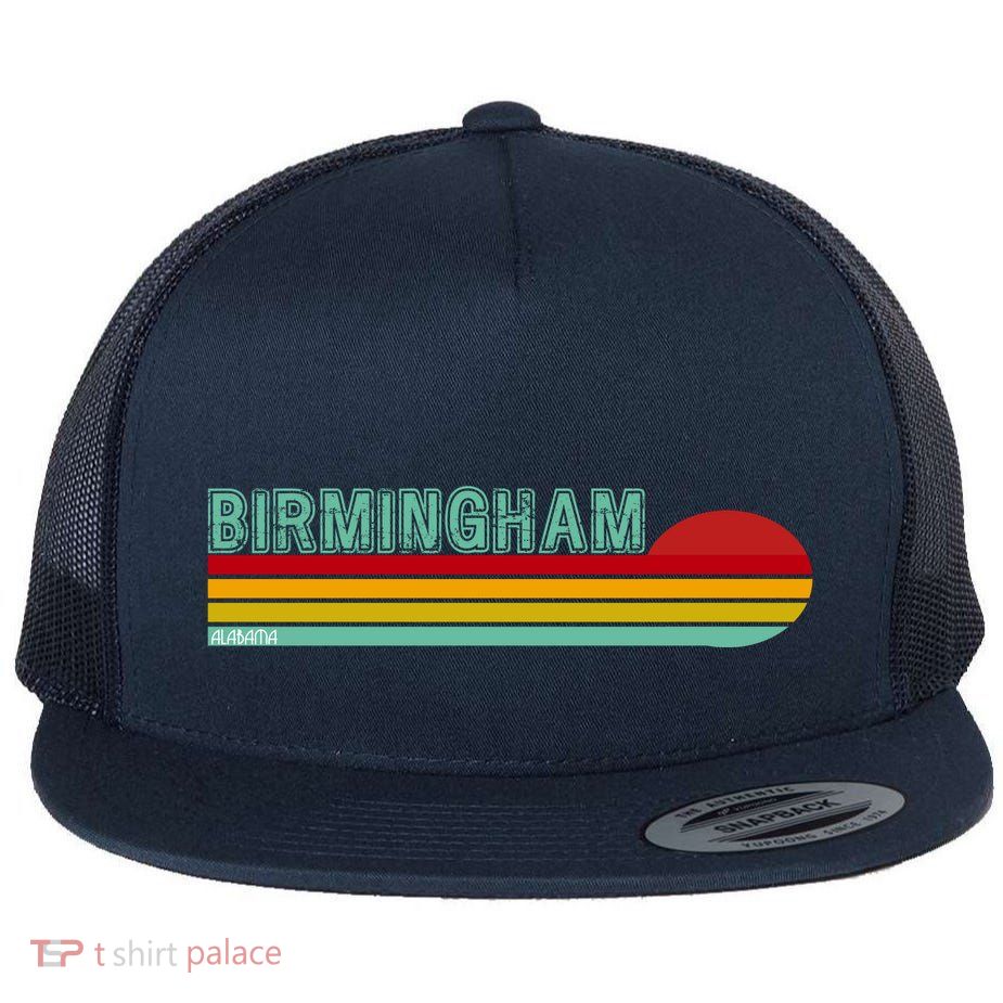 Birmingham Alabama Retro Sunset Flat Bill Trucker Hat