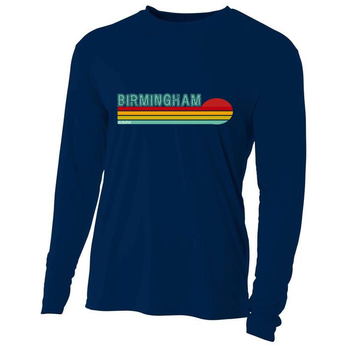 Birmingham Alabama Retro Sunset Cooling Performance Long Sleeve Crew