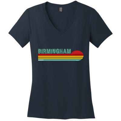 Birmingham Alabama Retro Sunset Women's V-Neck T-Shirt