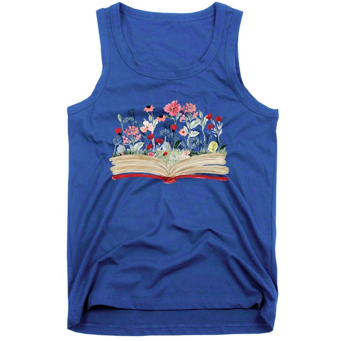 Bookworm Avid Reader Flowers Literature Funny Gift Book Reading Gift Tank Top