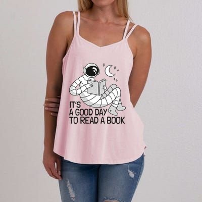 BookLover Astronaut Reading Book Bookworm Gift Women's Strappy Tank