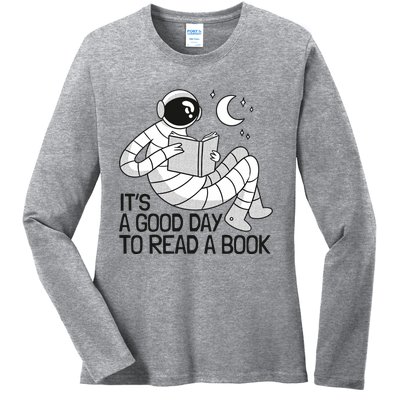 BookLover Astronaut Reading Book Bookworm Gift Ladies Long Sleeve Shirt