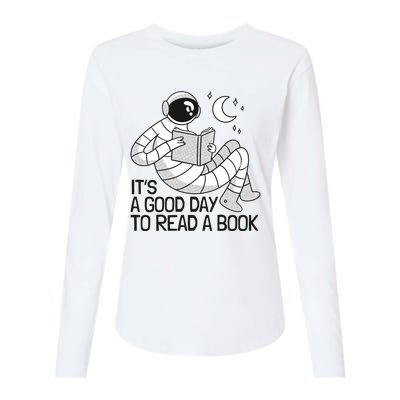 BookLover Astronaut Reading Book Bookworm Gift Womens Cotton Relaxed Long Sleeve T-Shirt