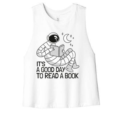 BookLover Astronaut Reading Book Bookworm Gift Women's Racerback Cropped Tank