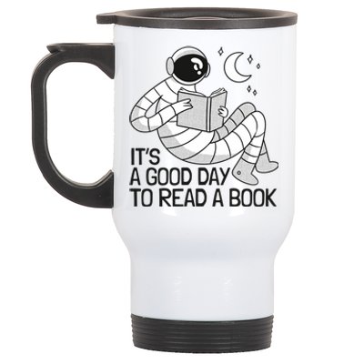 BookLover Astronaut Reading Book Bookworm Gift Stainless Steel Travel Mug