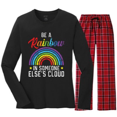 Be A Rainbow In Someone Else's Cloud Rainbow Lover Women's Long Sleeve Flannel Pajama Set 