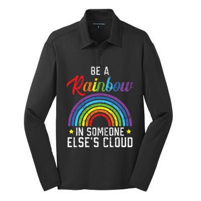 Be A Rainbow In Someone Else's Cloud Rainbow Lover Silk Touch Performance Long Sleeve Polo