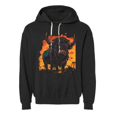Buffalo Animal Retro Style Graphic Tees for Boy Garment-Dyed Fleece Hoodie