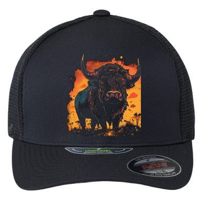 Buffalo Animal Retro Style Graphic Tees for Boy Flexfit Unipanel Trucker Cap