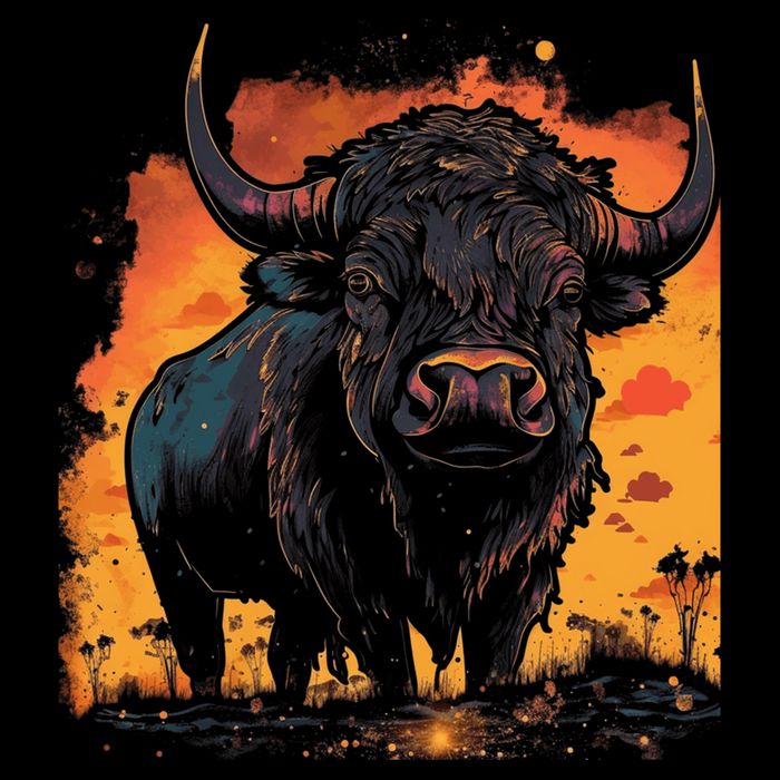Buffalo Animal Retro Style Graphic Tees for Boy City Backpack