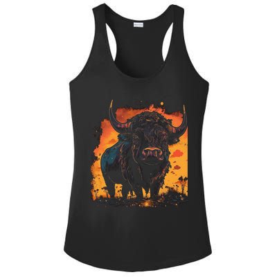Buffalo Animal Retro Style Graphic Tees for Boy Ladies PosiCharge Competitor Racerback Tank