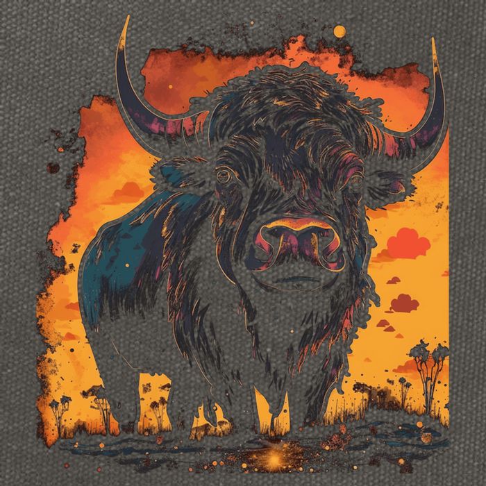 Buffalo Animal Retro Style Graphic Tees for Boy Cotton Canvas Backpack