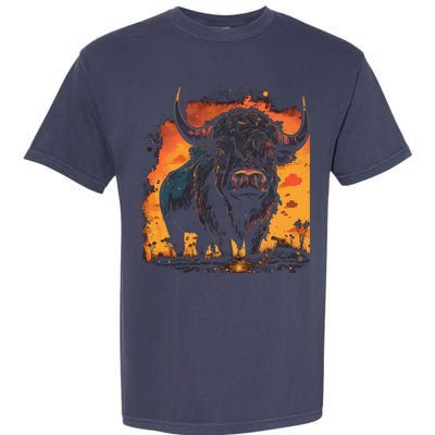 Buffalo Animal Retro Style Graphic Tees for Boy Garment-Dyed Heavyweight T-Shirt